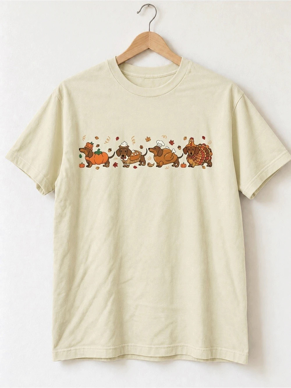 Thanksgiving Dachshund Unisex T-Shirt Fall Turkey Dog Lover Tee